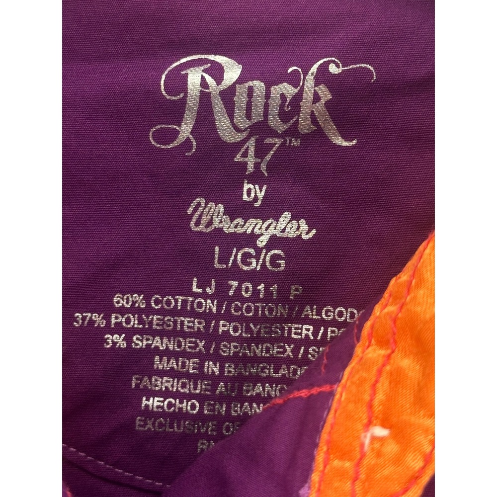 Wrangler Rock 47 Shirt Women Large Purple Floral Embroidered Slim Fit Modern - Picture 7 of 8